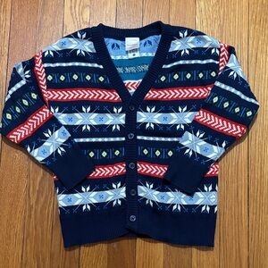 Hanna Andersson Navy and Red Patterned Cardigan